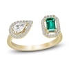 Thumbnail Image 1 of Lab-Created Emerald & White Lab-Created Sapphire Ring 10K Yellow Gold