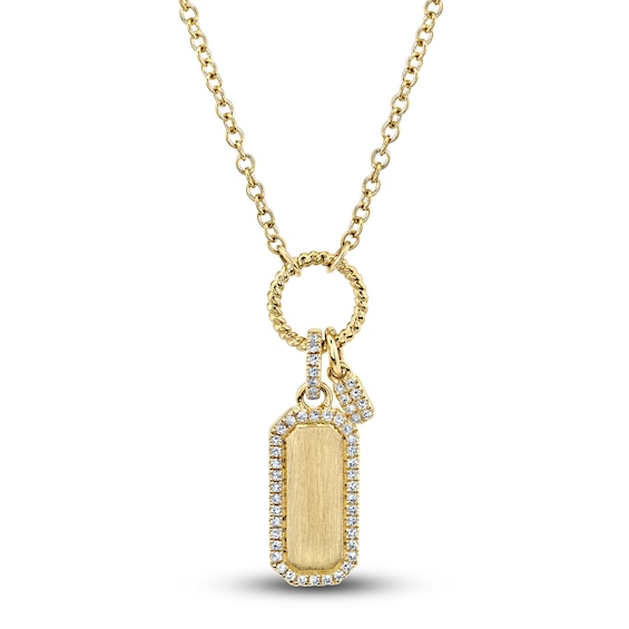 Shy Creation Diamond Tag Necklace 1/10 ct tw Round 14K Yellow Gold 18 Sc55024167