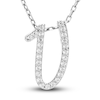 Thumbnail Image 1 of Diamond Initial V Pendant Necklace 1/10 ct tw Round 10K White Gold