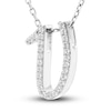 Thumbnail Image 2 of Diamond Initial V Pendant Necklace 1/10 ct tw Round 10K White Gold