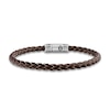 Thumbnail Image 1 of 1933 by Esquire Men's Woven Brown Leather Bracelet Sterling Silver 8.5&quot;