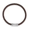 Thumbnail Image 2 of 1933 by Esquire Men's Woven Brown Leather Bracelet Sterling Silver 8.5&quot;