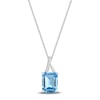 Thumbnail Image 0 of Natural Blue Topaz Pendant Necklace Diamond Accents Sterling Silver