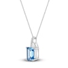 Thumbnail Image 1 of Natural Blue Topaz Pendant Necklace Diamond Accents Sterling Silver