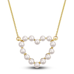 Freshwater Cultured Pearl Heart Pendant Necklace 14K Yellow Gold 17&quot;