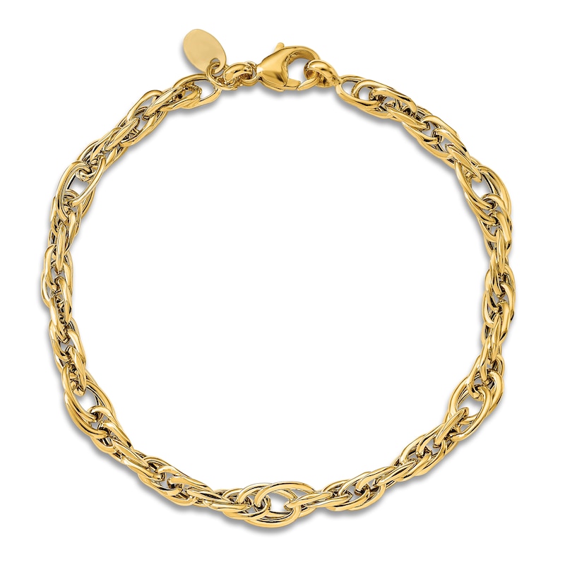 14K Gold Oval Link Chain Bracelet 7.5 Inches