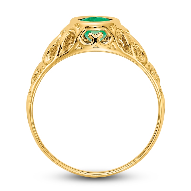 Main Image 2 of Natural Emerald Oval Bezel Ring 14K Yellow Gold