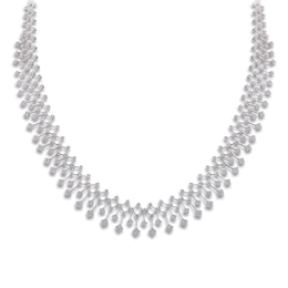 Diamond Collar Necklace 5 ct tw Round 14K White Gold 17&quot;