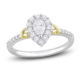 Y-Knot Diamond Ring 3/4 ct tw Pear/Round 14K Two-Tone Gold