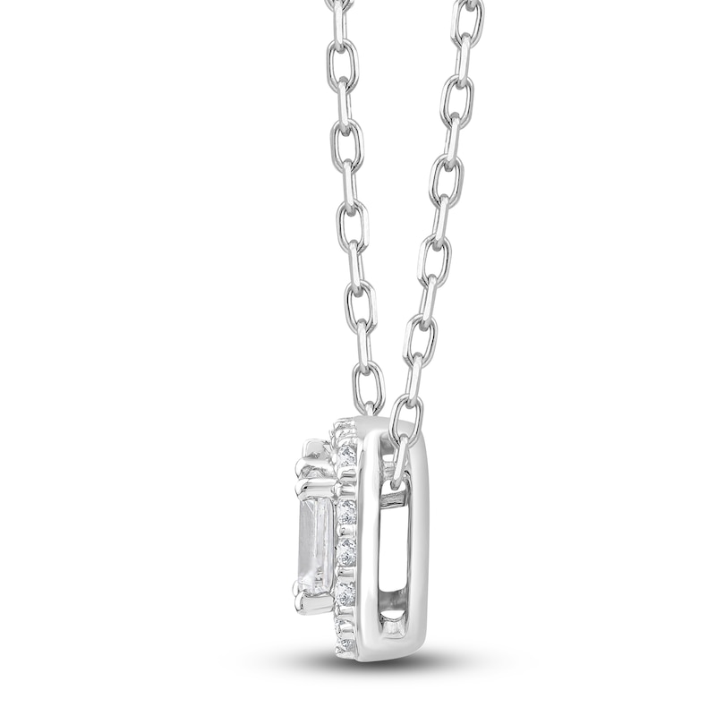 Diamond Pendant Necklace 1/2 ct tw Pear/Emerald/Round 14K White Gold 18"