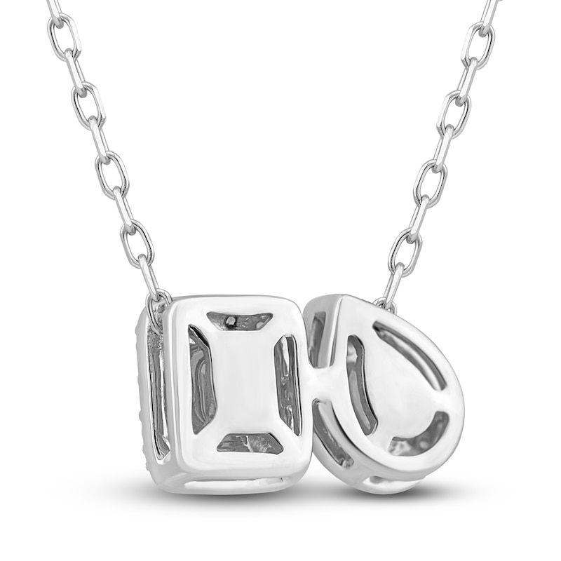 Diamond Pendant Necklace 1/2 ct tw Pear/Emerald/Round 14K White Gold 18"