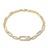 Thumbnail Image 1 of Freshwater Cultured Pearl Clip Bracelet 1/4 ct tw Diamonds 14K Yellow Gold 7.25&quot;