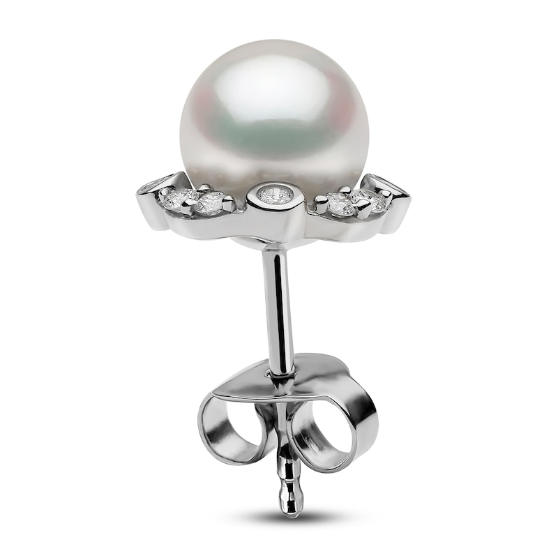 Main Image 4 of Yoko London Freshwater Cultured Pearl Stud Earrings 1/4 ct tw Diamonds 18K White Gold