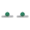 Thumbnail Image 1 of Natural Emerald & Diamond Earrings 1/15 ct tw 14K White Gold