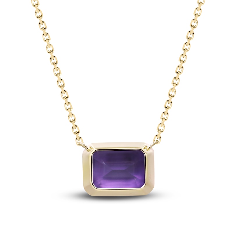 Main Image 1 of Natural Amethyst Necklace 1/20 ct tw Round 14K Yellow Gold 18&quot;