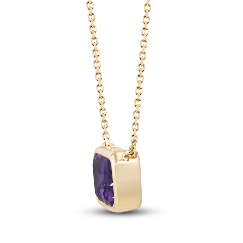 Main Image 2 of Natural Amethyst Necklace 1/20 ct tw Round 14K Yellow Gold 18&quot;