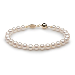 Yoko London White Freshwater Cultured Pearl Bracelet 18K Yellow Gold 7.5&quot;