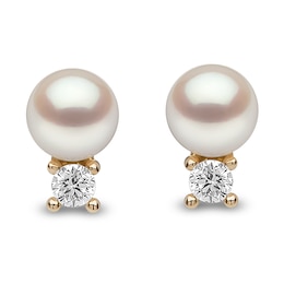 Yoko London Freshwater Cultured Pearl Earrings 1/20 ct tw Diamonds 18K Yellow Gold