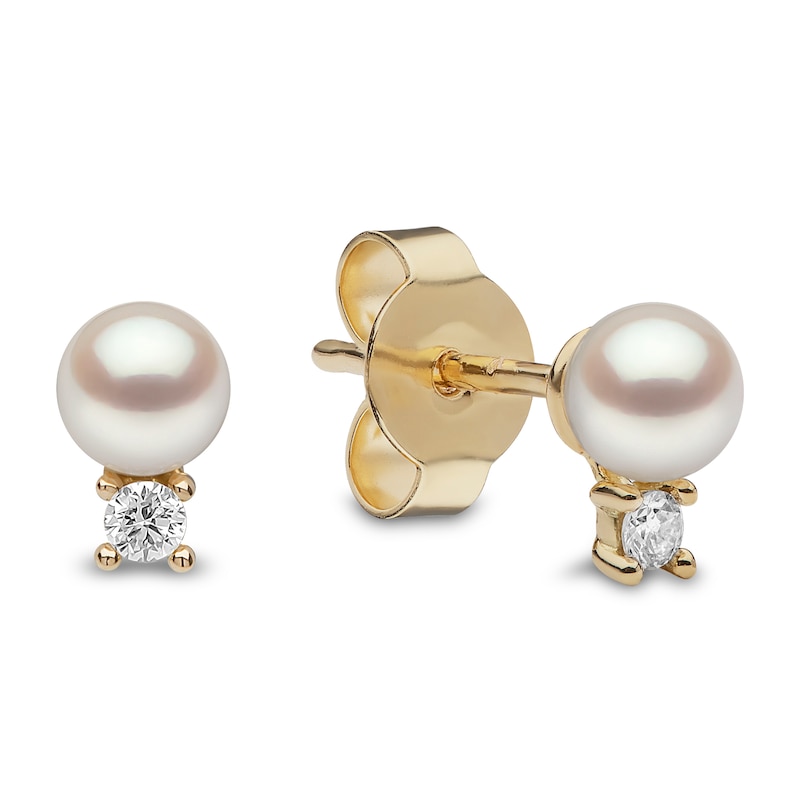 Main Image 3 of Yoko London Freshwater Cultured Pearl Earrings 1/20 ct tw Diamonds 18K Yellow Gold