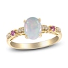 Thumbnail Image 1 of Natural Opal, Natural Pink Sapphire & Diamond Ring 1/20 ct tw 14K Yellow Gold