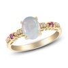 Thumbnail Image 2 of Natural Opal, Natural Pink Sapphire & Diamond Ring 1/20 ct tw 14K Yellow Gold