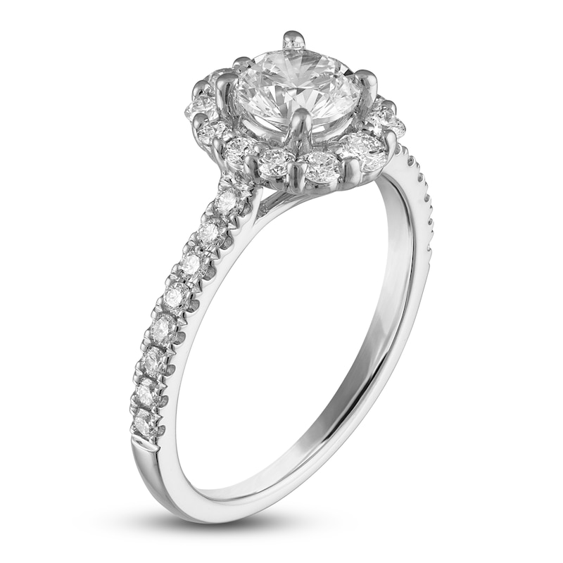 Main Image 2 of Diamond Halo Engagement Ring 1-1/4 ct tw 14K White Gold