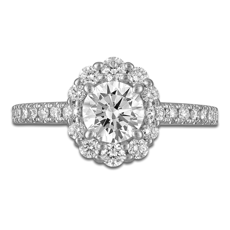 Main Image 3 of Diamond Halo Engagement Ring 1-1/4 ct tw 14K White Gold