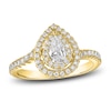 Thumbnail Image 0 of Pear & Round-Cut Diamond Double Halo Engagement Ring 7/8 ct tw 14K Yellow Gold