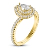 Thumbnail Image 1 of Pear & Round-Cut Diamond Double Halo Engagement Ring 7/8 ct tw 14K Yellow Gold