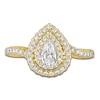 Thumbnail Image 2 of Pear & Round-Cut Diamond Double Halo Engagement Ring 7/8 ct tw 14K Yellow Gold