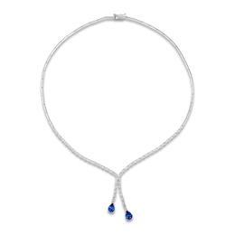 Le Vian Couture Pear-Shaped Natural Blue Sapphire Dangle Necklace 1-1/3 ct tw Diamonds 18K Vanilla Gold