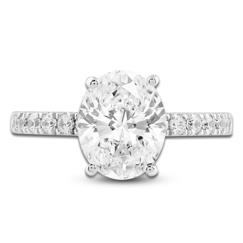 Oval-Cut Lab-Created Diamond Hidden Halo Engagement Ring 2-1/2 ct tw 14K White Gold