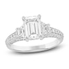 Thumbnail Image 0 of Lab-Created Diamond Emerald-Cut & Trapezoid-Cut Three-Stone Engagement Ring 3 ct tw 14K White Gold