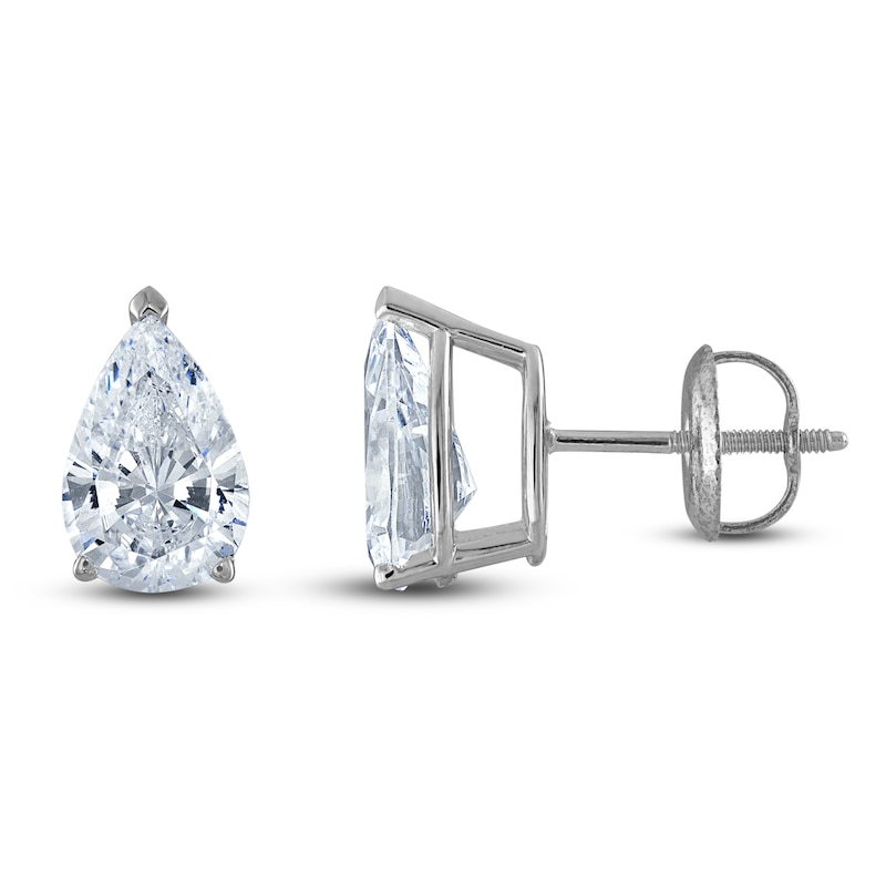 Pear-Shaped Lab-Created Diamond Solitaire Stud Earrings 5 ct tw 14K White Gold (F/SI2)