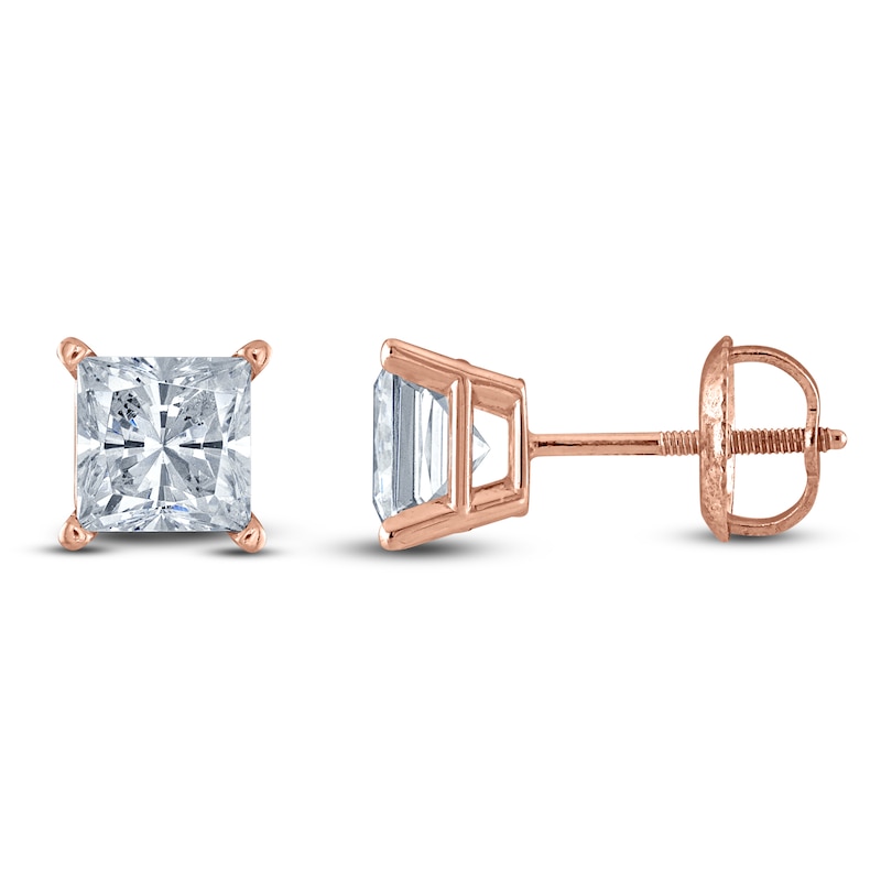 Princess-Cut Diamond Solitaire Stud Earrings 1-1/5 ct tw 14K Rose Gold (I/I2)