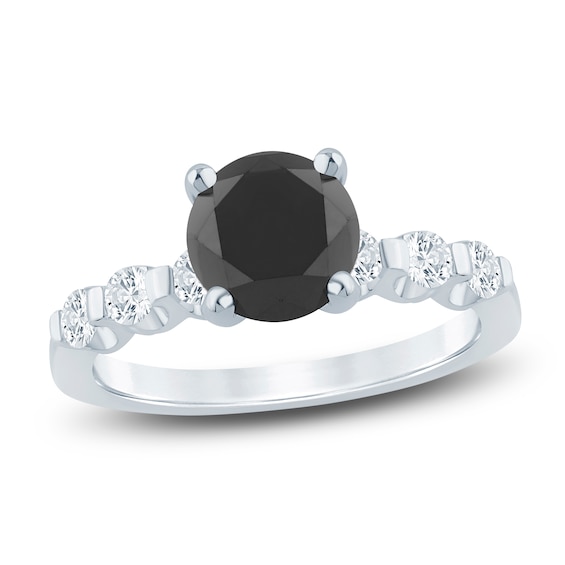 Brilliant Moments Round-Cut Black & White Diamond Engagement Ring 2-3/8 ...