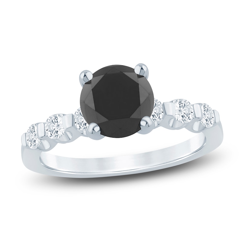 Main Image 1 of Brilliant Moments Round-Cut Black & White Diamond Engagement Ring 2-3/8 ct tw 14K White Gold