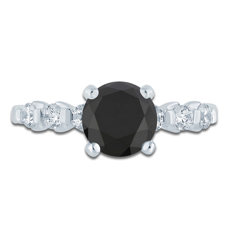 Main Image 3 of Brilliant Moments Round-Cut Black & White Diamond Engagement Ring 2-3/8 ct tw 14K White Gold