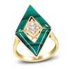 Thumbnail Image 1 of Natural Malachite & Diamond Ring 1/3 ct tw 14K Yellow Gold