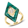 Thumbnail Image 2 of Natural Malachite & Diamond Ring 1/3 ct tw 14K Yellow Gold