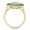 Thumbnail Image 3 of Natural Malachite & Diamond Ring 1/3 ct tw 14K Yellow Gold