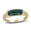 Thumbnail Image 1 of Natural Malachite & Diamond Ring 1/8 ct tw 14K Yellow Gold