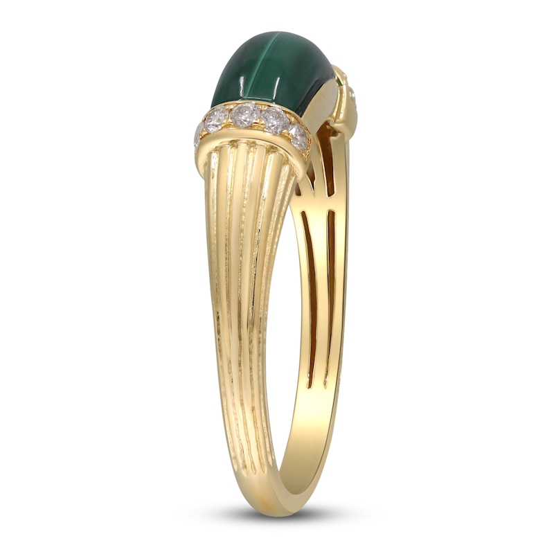 Main Image 3 of Natural Malachite & Diamond Ring 1/8 ct tw 14K Yellow Gold