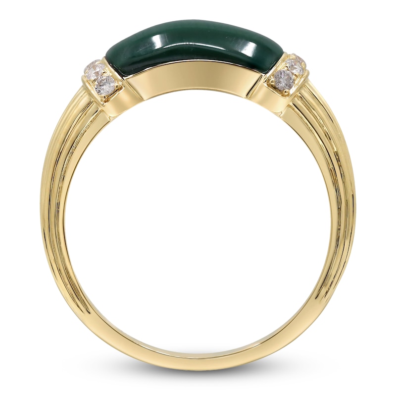 Main Image 4 of Natural Malachite & Diamond Ring 1/8 ct tw 14K Yellow Gold