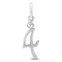 Charm'd by Lulu Frost Pavé Diamond Number 4 Charm 1/10 ct tw 10K White Gold
