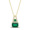 Thumbnail Image 0 of Multi-Shape Lab-Created Emerald & Diamond Drop Necklace 1/15 ct tw 10K Yellow Gold 18"