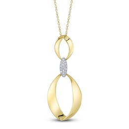 Shy Creation Diamond Mobius Necklace 1/15 ct tw 14K Yellow Gold 18&quot; SC22008996