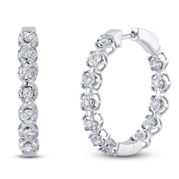 Shy Creation Diamond Inside-Out Hoop Earrings 1/2 ct tw 14K White Gold SC55024610D1.00