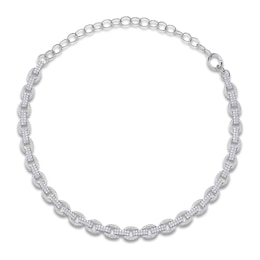 Shy Creation Diamond Chain Link Choker Necklace 6-3/8 ct tw 14K White Gold 18&quot; SC55027062V2