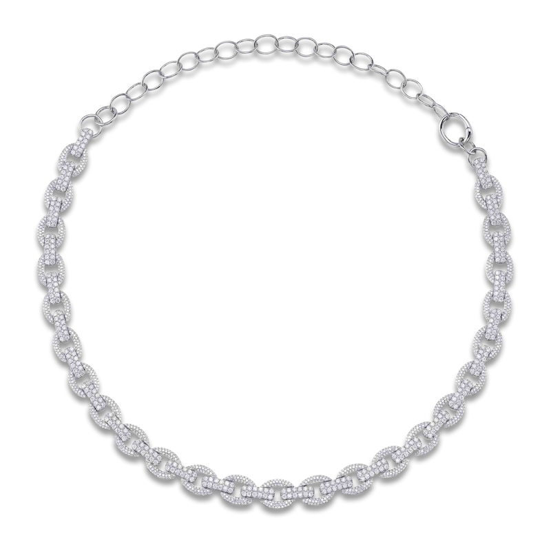 Main Image 1 of Shy Creation Diamond Chain Link Choker Necklace 6-3/8 ct tw 14K White Gold 18&quot; SC55027062V2